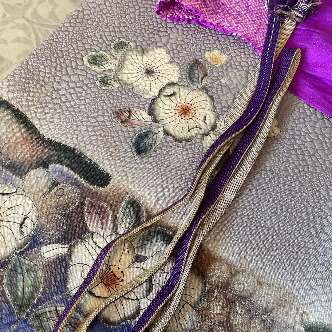 小紋　フルセット　辻ヶ花　ブラウン系　着物　L5