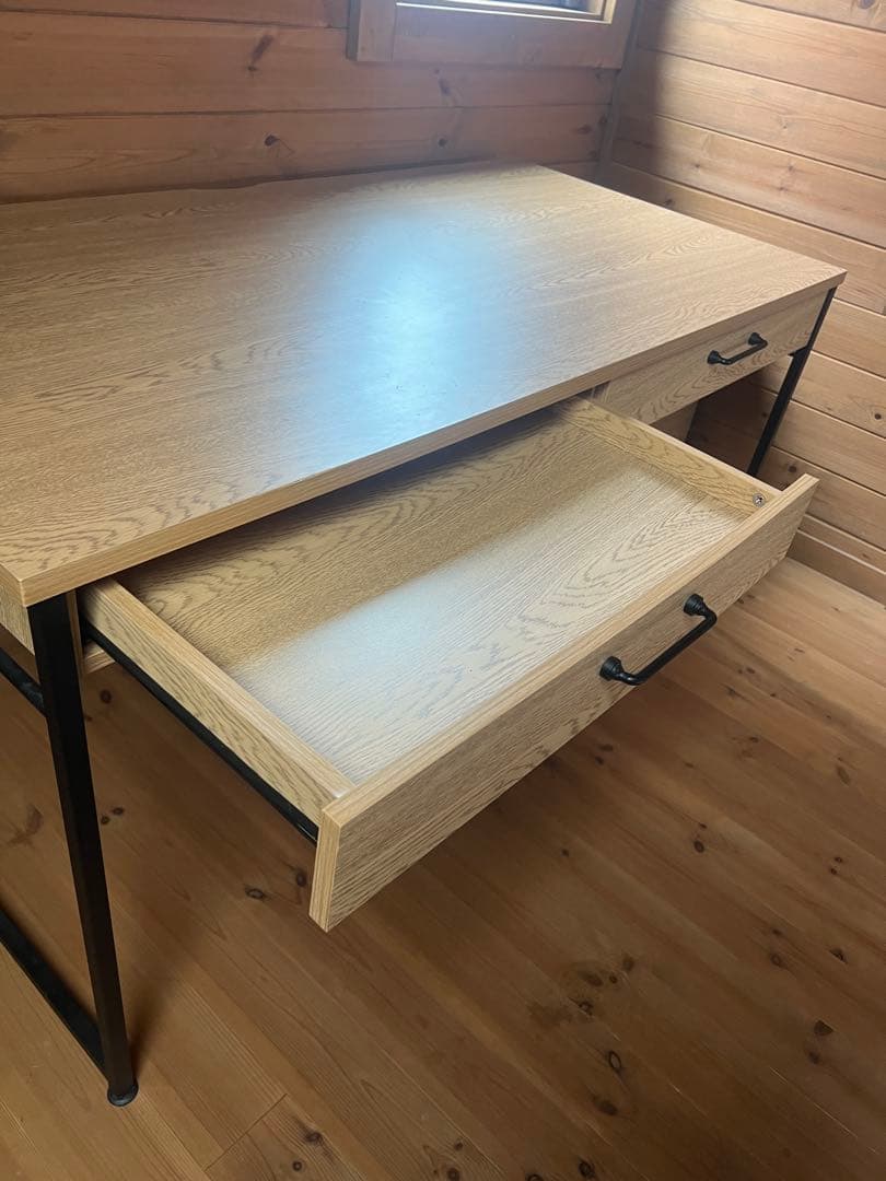 【美品LOWYA】ナチュラルカラーデスク キャスター付きキャビネットセット