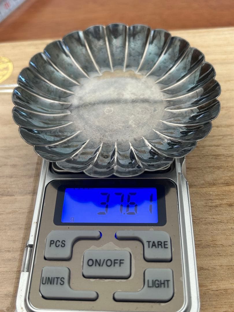 純銀　菊形銀茶器小皿 K.UYEDA銀製950 STERLING37g