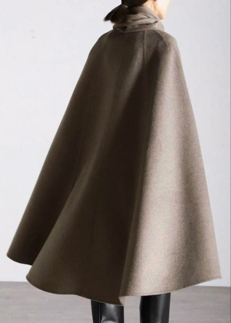 美品 vermeil par iena ラムカシミヤ マントコート グレージュ