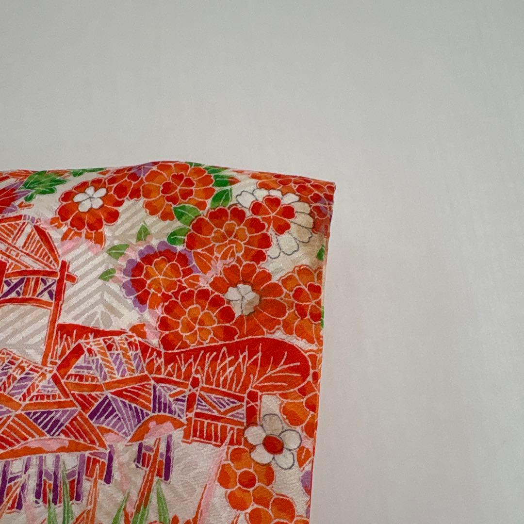 レトロ　総柄　正絹　七五三着物　3歳　女の子　被覆　襦袢付き　3点セット