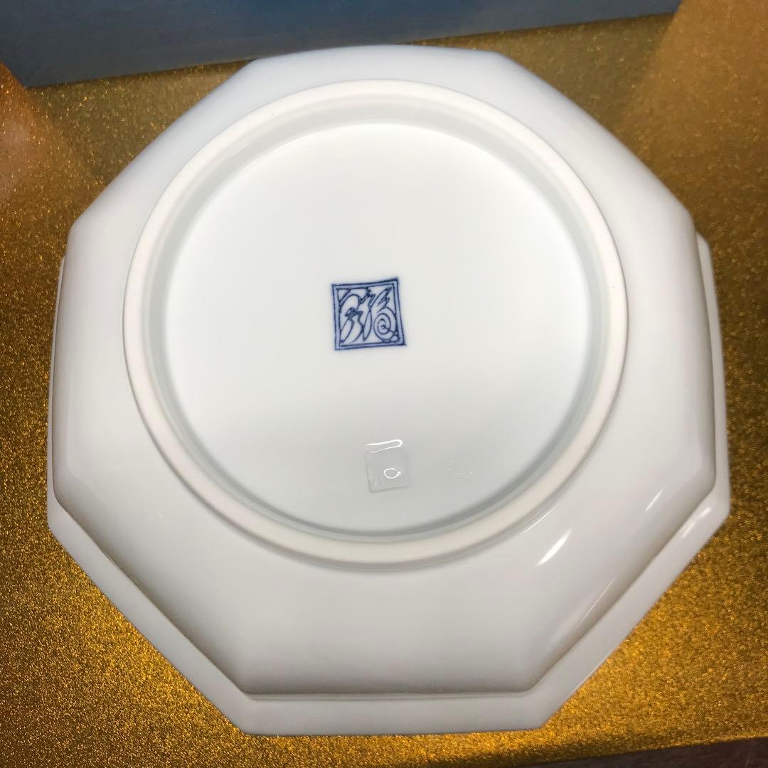 福泉窯　染錦粟に鶉絵　八角鉢　共箱入り　お祝い　新品未使用