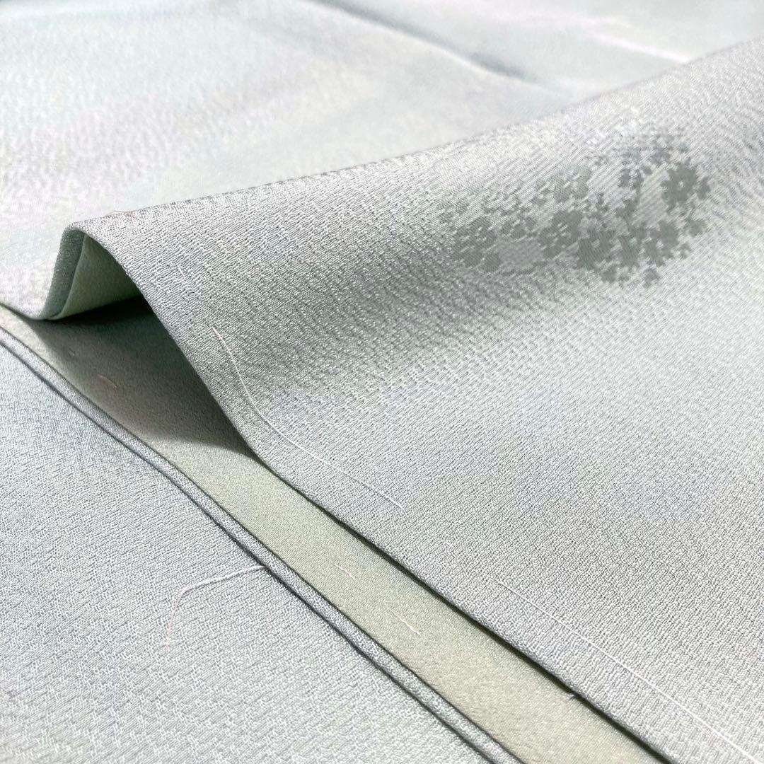 【未使用美品✨】東レシルック　洗える着物　色無地　四君子地紋　浅緑色　現行品E7