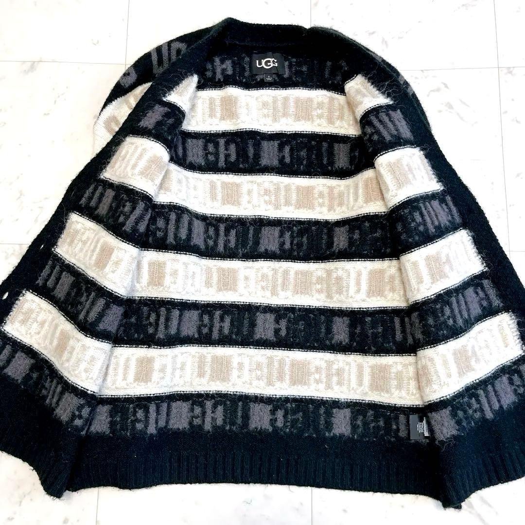 希少✨UGG アグ カーディガン グラフィック ロゴ ボーダー モノトーン