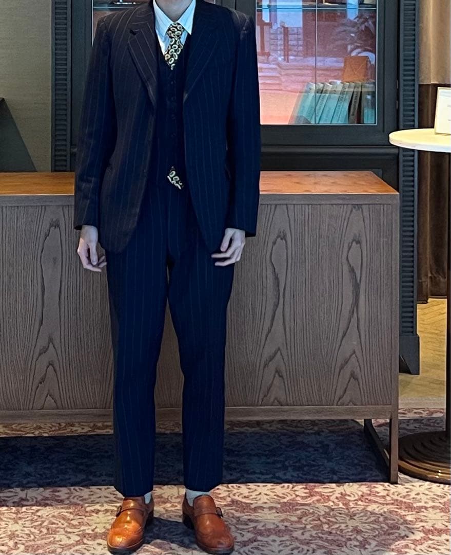 40s British vintage 3ピース スーツ ストライプ イギリス