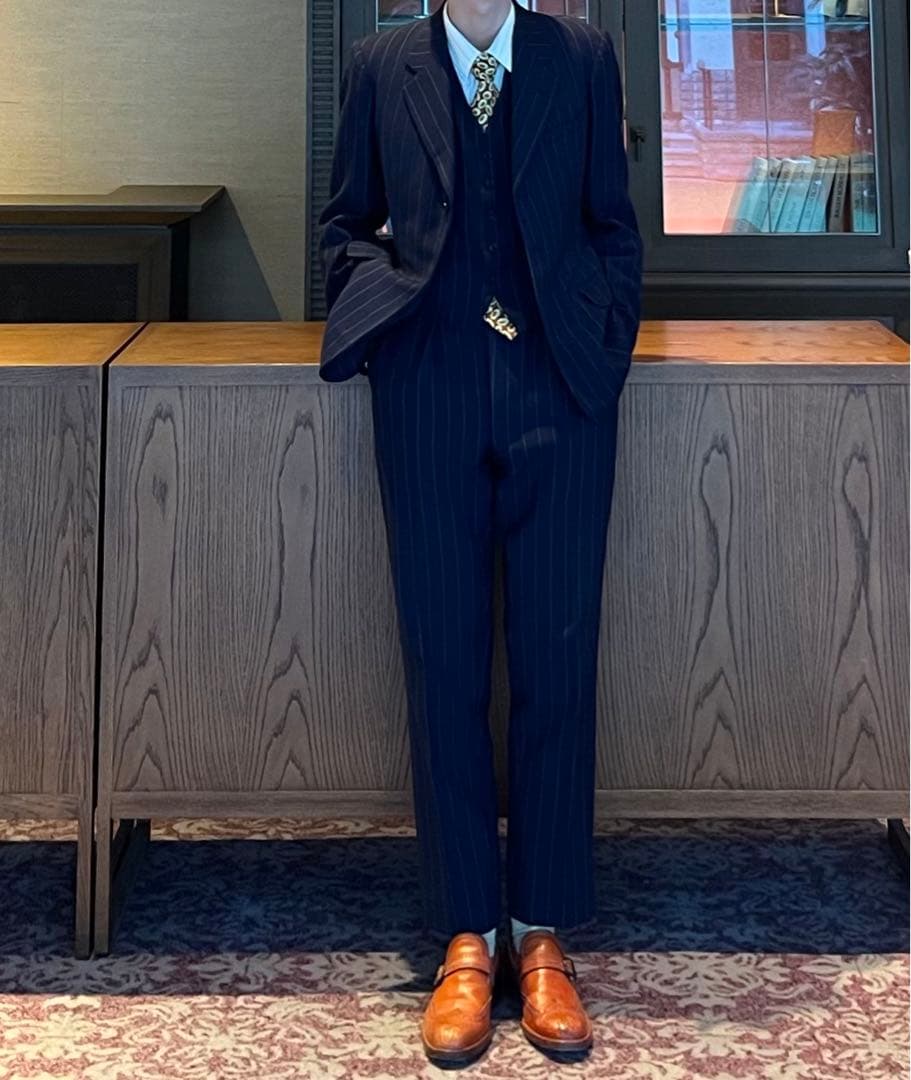 40s British vintage 3ピース スーツ ストライプ イギリス