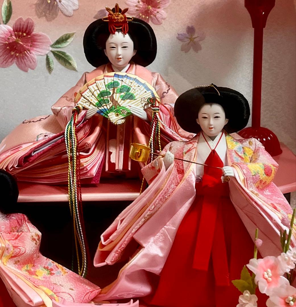 【未使用】ひな人形　ガラスケース　ライト付き