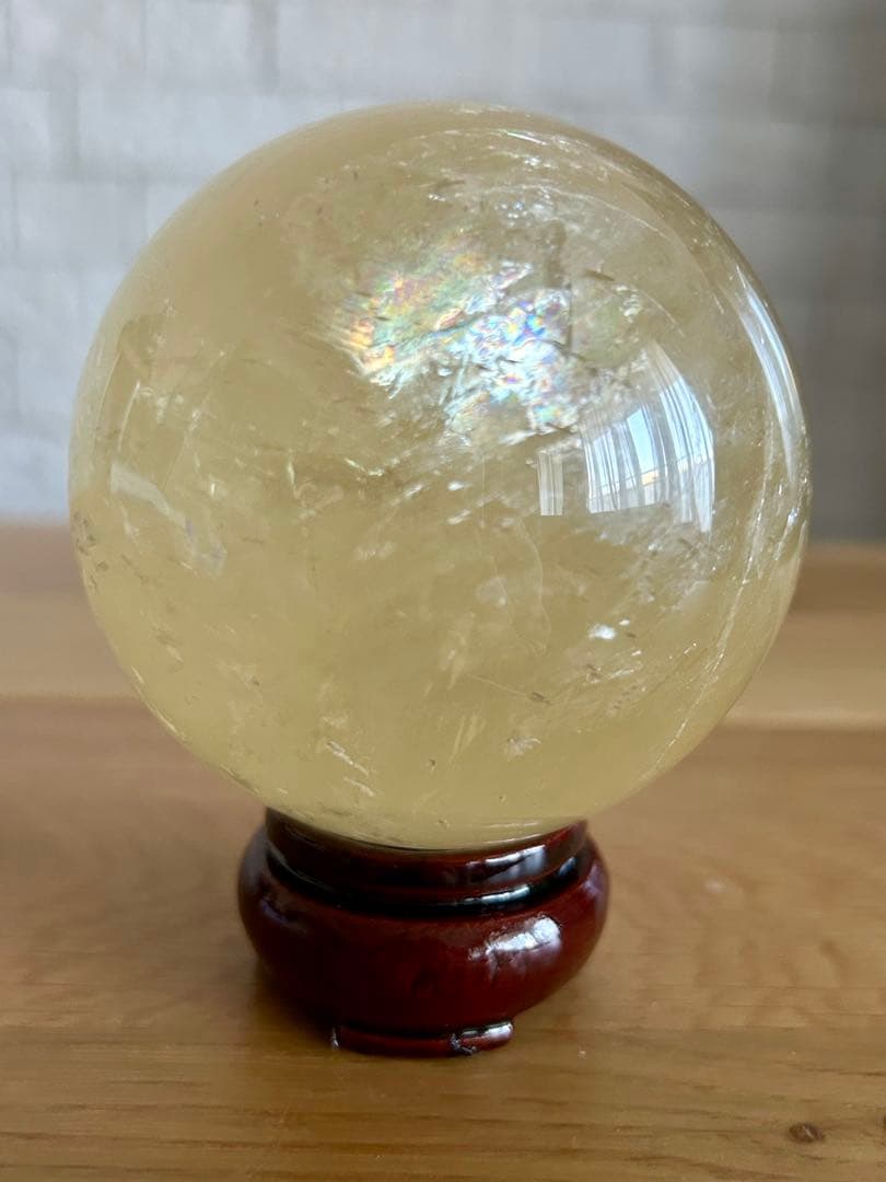 ✨キラキラ虹入✨ハニーカルサイト　スフィア　78mm ハニーイエロー　丸玉