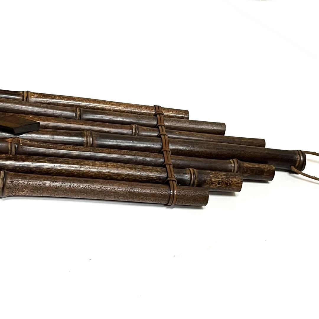 希少・時代物■黒竹　垂撥（すいはつ）7本組・掛け花器・茶道具・竹工芸・インテリア