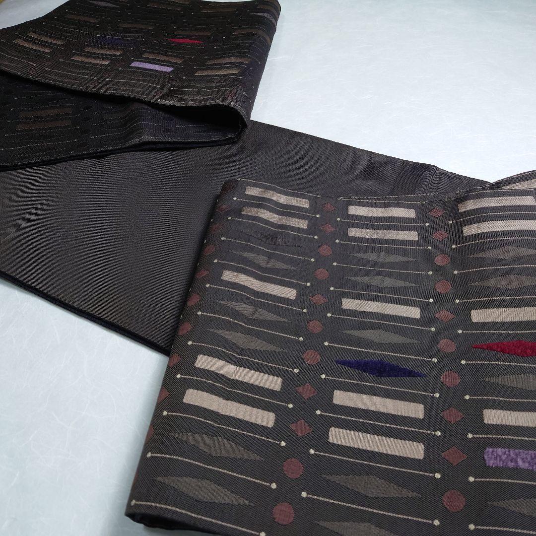 正絹 袋帯 六通柄 モール モダン図案 洒落 逸品 美品