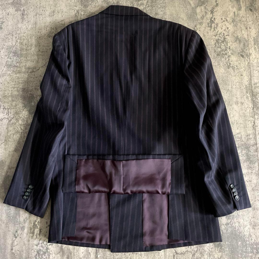 至高 極上ウール ピンクストライプ VERSACE ネクタイ ダブルスーツ XL