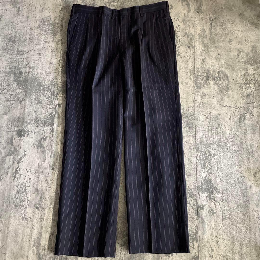 至高 極上ウール ピンクストライプ VERSACE ネクタイ ダブルスーツ XL