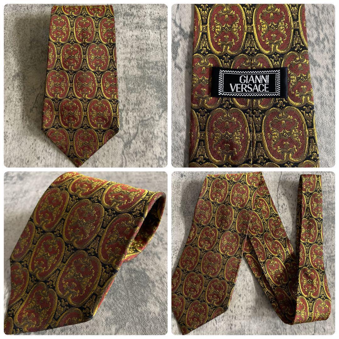 至高 極上ウール ピンクストライプ VERSACE ネクタイ ダブルスーツ XL