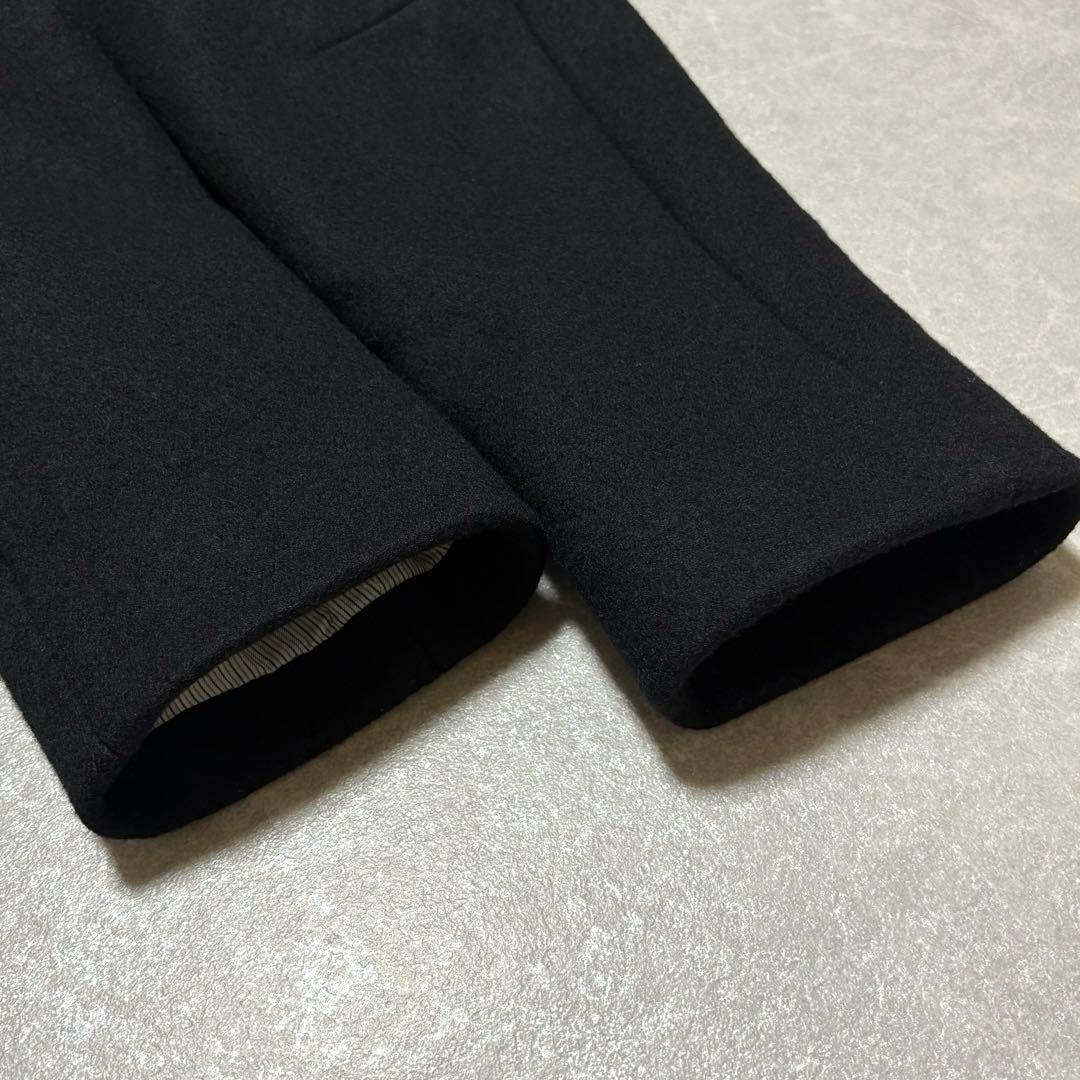 極美品 日本製 ニューヨーカー テーラード ピーコート ウール メルトン 黒