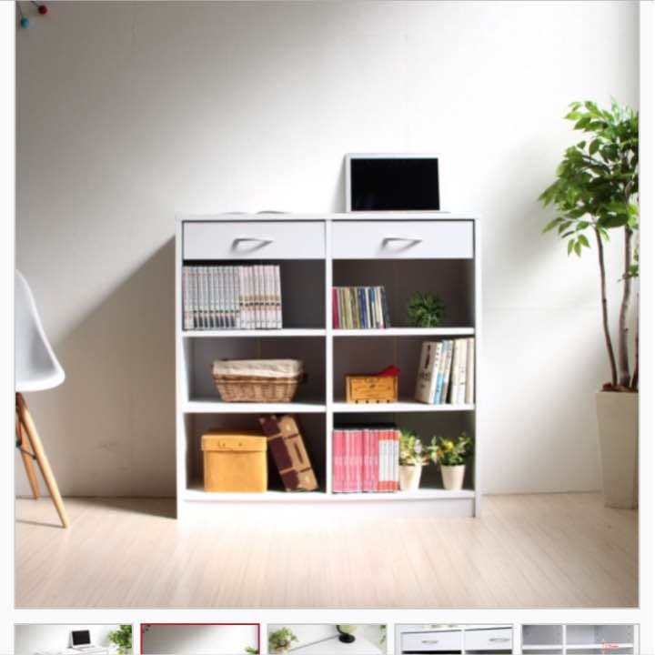 本棚 壁面収納 木製シェルフ 多目的収納ラック 幅90cm　ホワイト