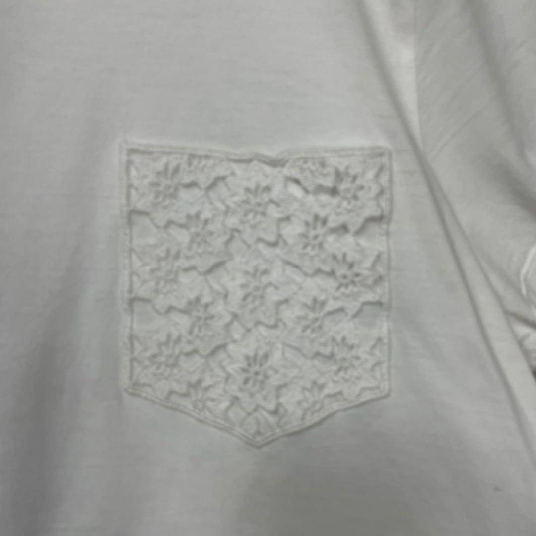 【美品】モンクレール★レース刺繍　ロゴワッペン　Tシャツ　Aライン　ホワイト　M
