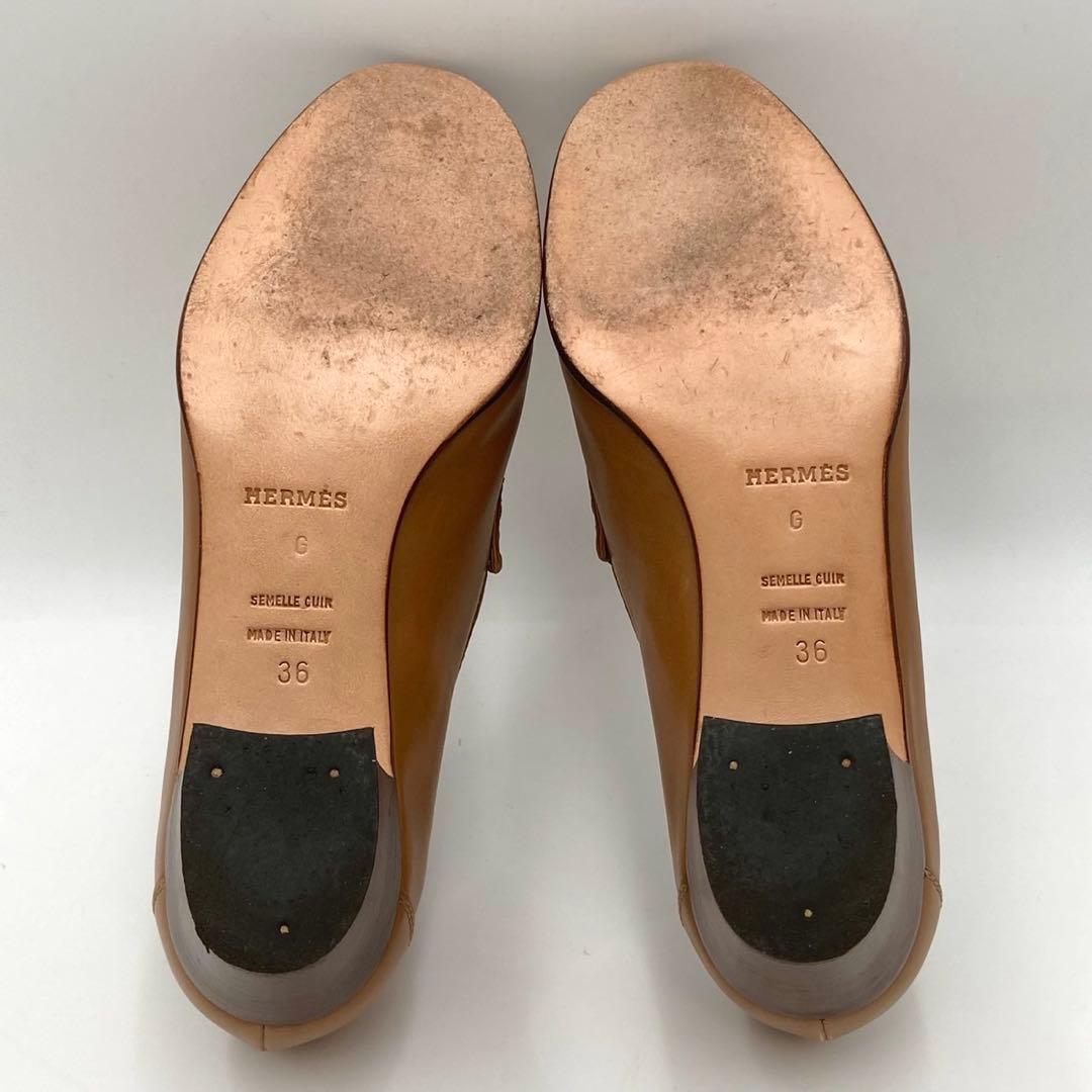 専用品✨ HERMES コンスタンス チャンキーヒールパンプス 革靴 36 茶色