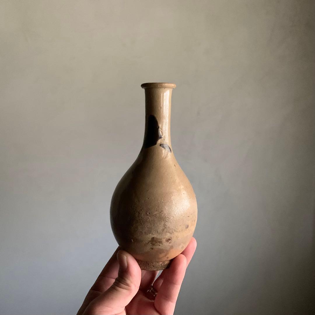 壺屋焼 灰釉褐釉流掛け瓶 18世紀 徳利 壺屋 鉄絵 古美術 琉球美術 湧田焼