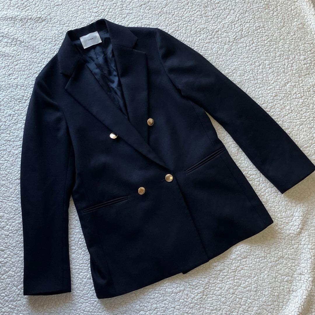 IENA ネイビー ダブルボタン テーラードジャケット　38