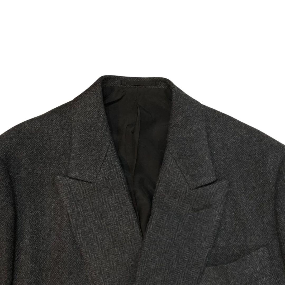 COMOLI、ウールヘリンボーンダブルチェスターコート、サイズ２