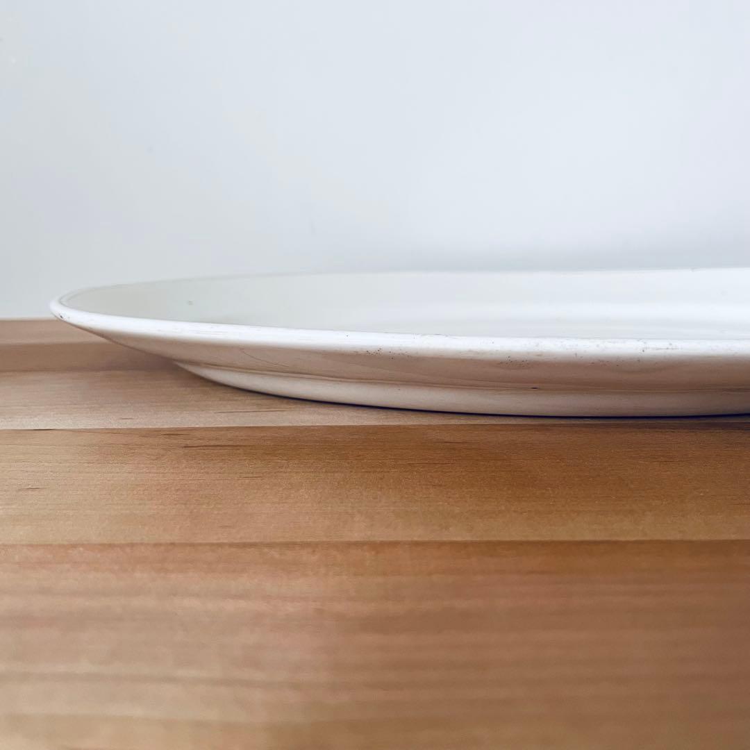 オーバルプレート ホワイト リム オーバル皿 大皿 平皿 アンティーク 陶器