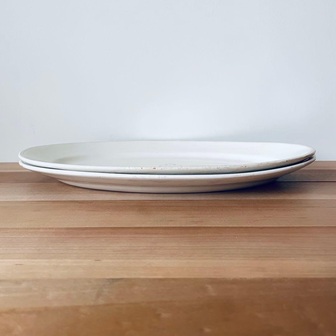 オーバルプレート ホワイト リム オーバル皿 大皿 平皿 アンティーク 陶器