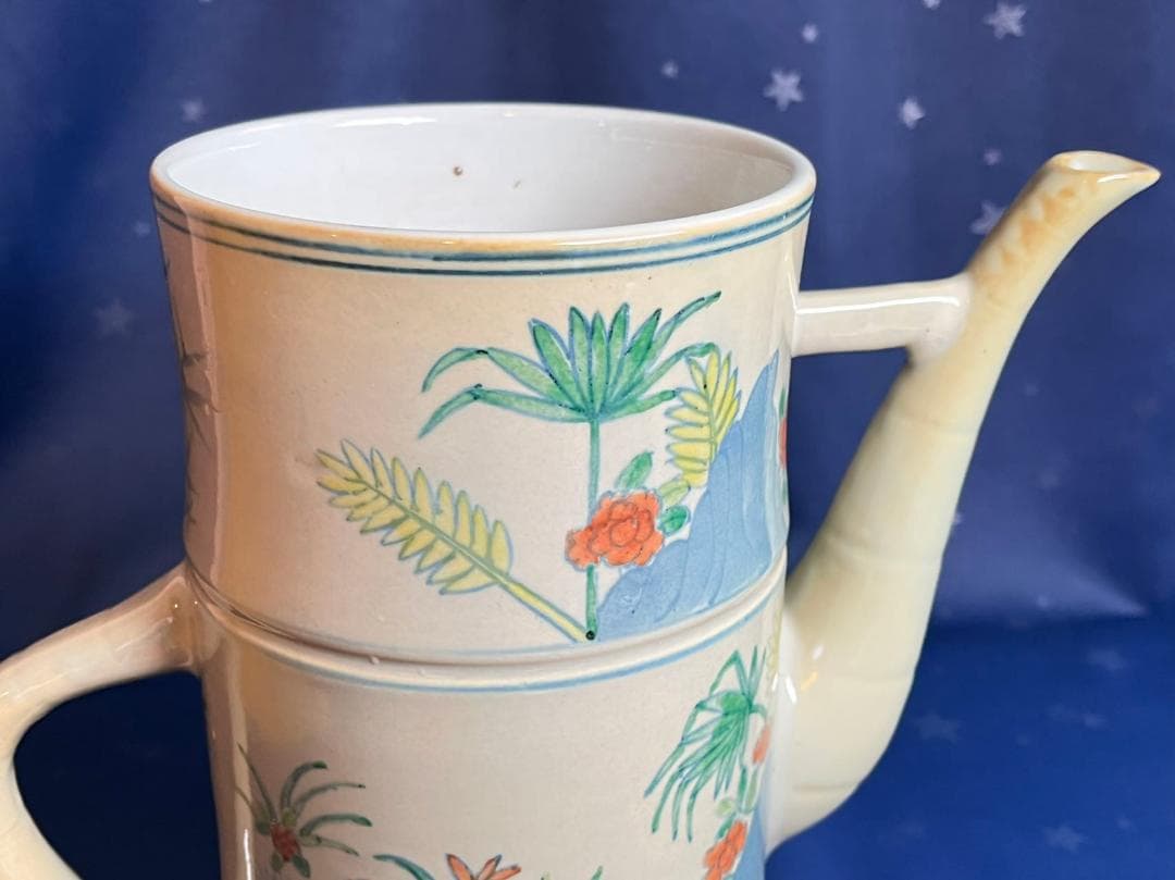 中国古玩 大清乾隆年製 鶏草花紋 茶器 水差し 置物 高さ約26.3cm 時代物