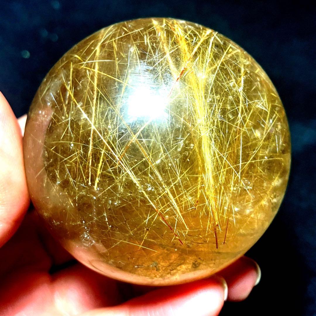 超大玉　60mm ゴールドルチルクォーツ　丸玉　スフィア　金針水晶