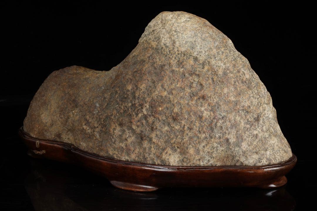 山景石 遠山景 観賞石 台座付 3.1kg 水石 自然石 景石 盆景 盆石 飾石