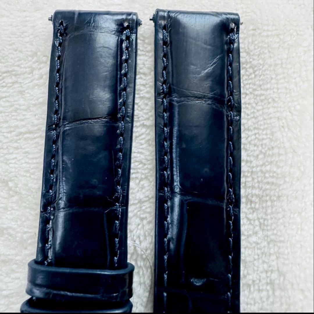 1031#18mm-16mmミッドナイトブルー★本物クロコダイルベルト★スイス製