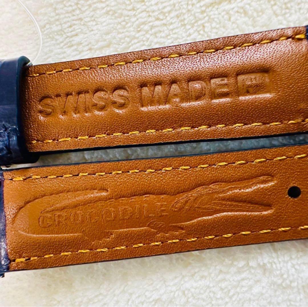 1031#18mm-16mmミッドナイトブルー★本物クロコダイルベルト★スイス製