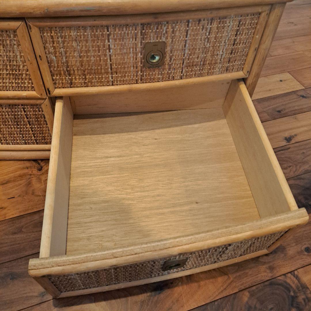 【アンティーク】籐 ラタン サイドボード チェスト ローボード 4杯 古道具
