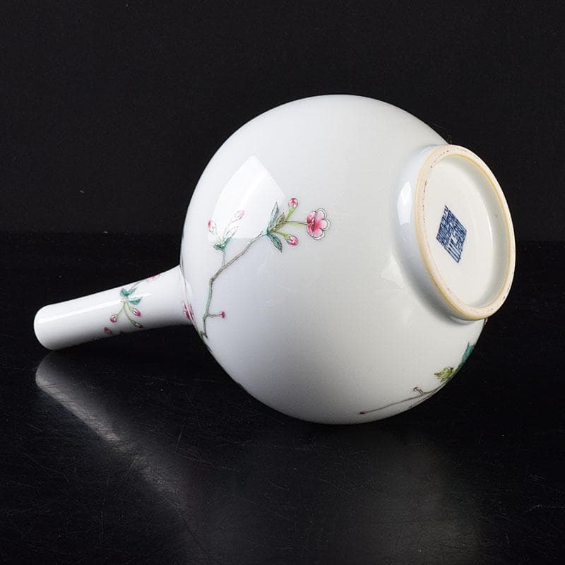 中国　大清乾隆年製　粉彩　牡丹文　長頸瓶　一輪挿　M　R7901E