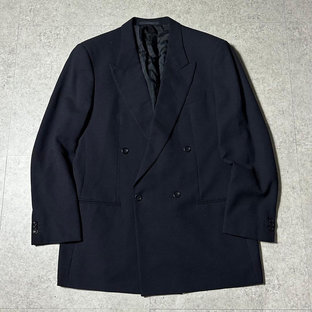 ARMANI COLLEZIONI ダブル ウールセットアップ ドット柄 黒