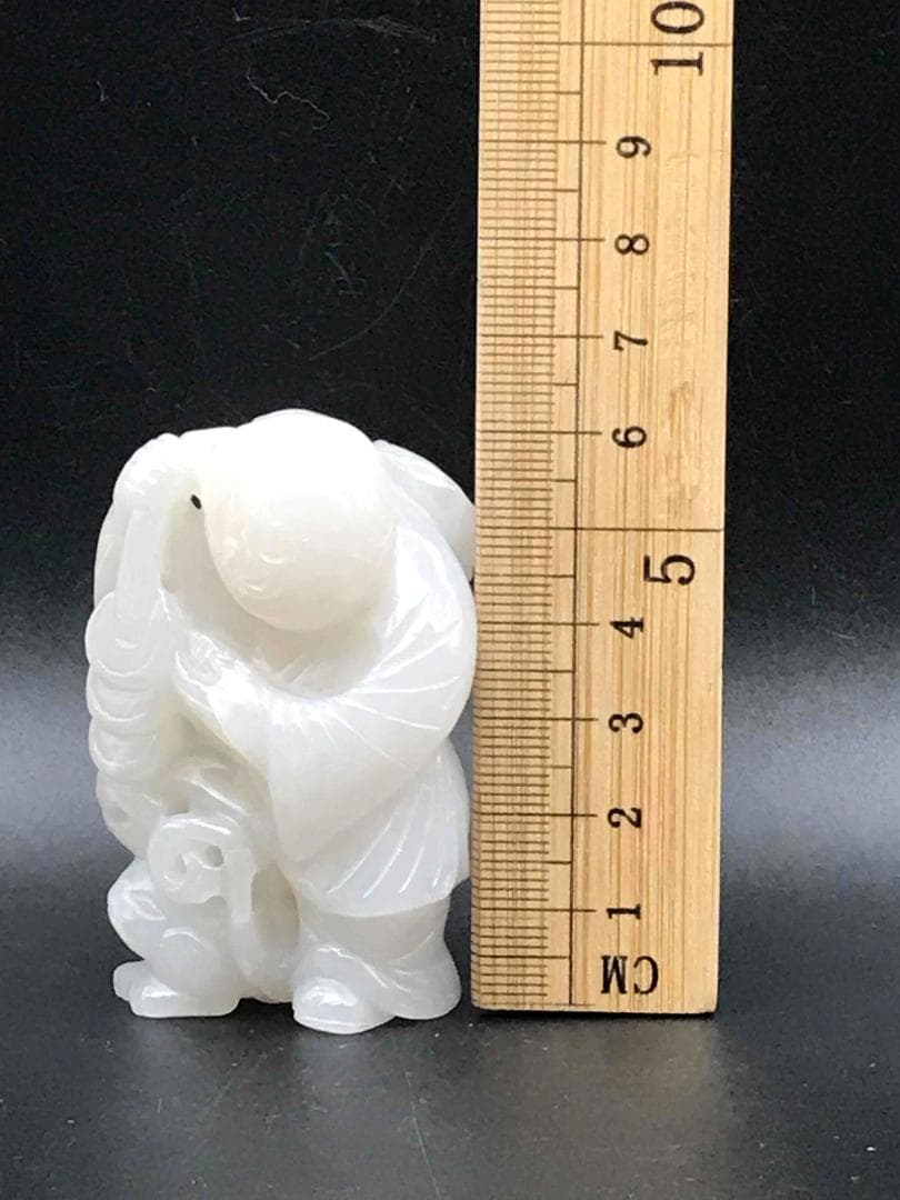 清乾隆時代　和田玉　童子佩　純和田玉彫り　古玉石　白玉　時代物　賞物(F-4)