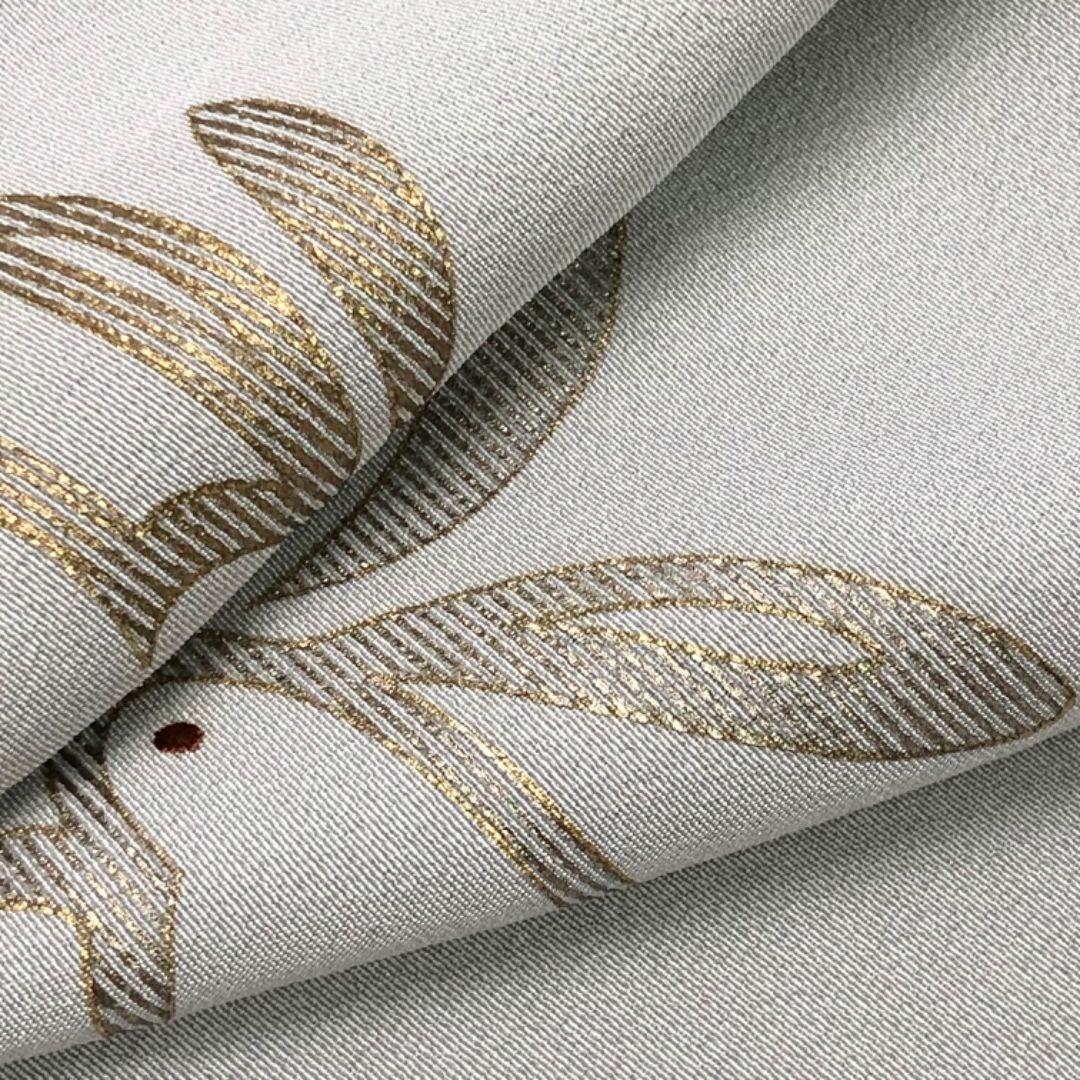 ☆ 付下げ うさぎ柄 兎 金彩 白鼠色 K-5513