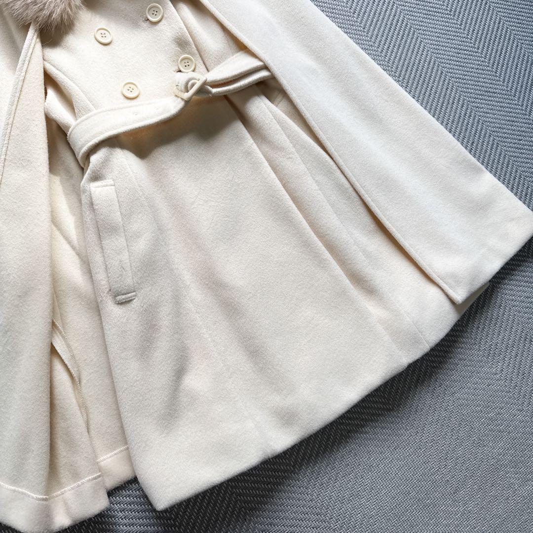 美品 eimy istoire フェイクファーカラーマントコート （WHITE）