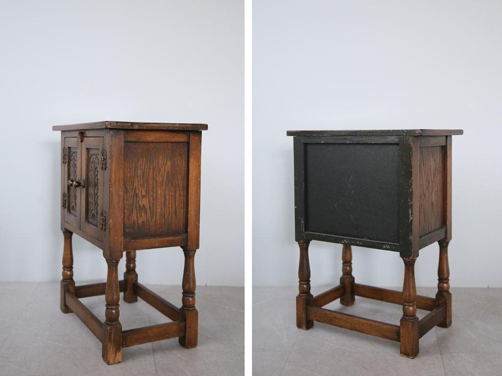 英国アンティーク木製カップボード/キャビネット/キッチン収納/飾り棚92-230