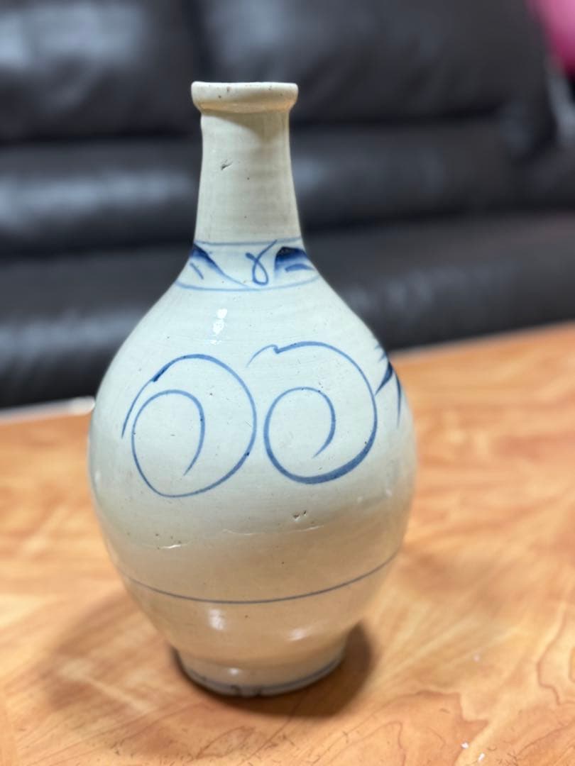 古伊万里　大徳利 花入 染付草文瓶