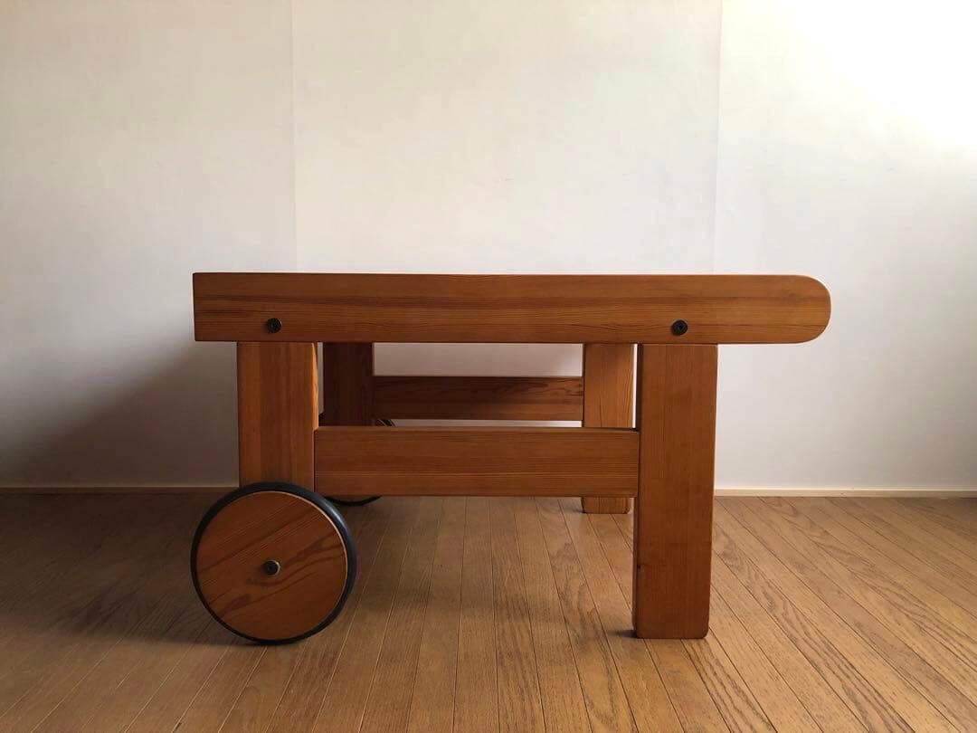 北欧ヴィンテージ スウェーデン製 パイン材 ワゴン トローリー サイドテーブル