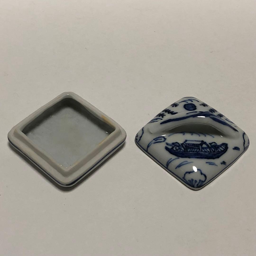 茶道具 九谷 須田菁華 染付 隅田川香合 青華 共箱 茶道