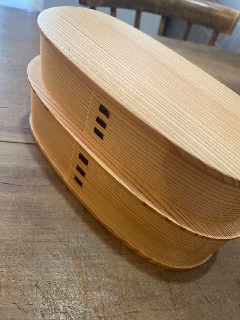 値下げしました 栗久 曲げわっぱ2段弁当箱 美品