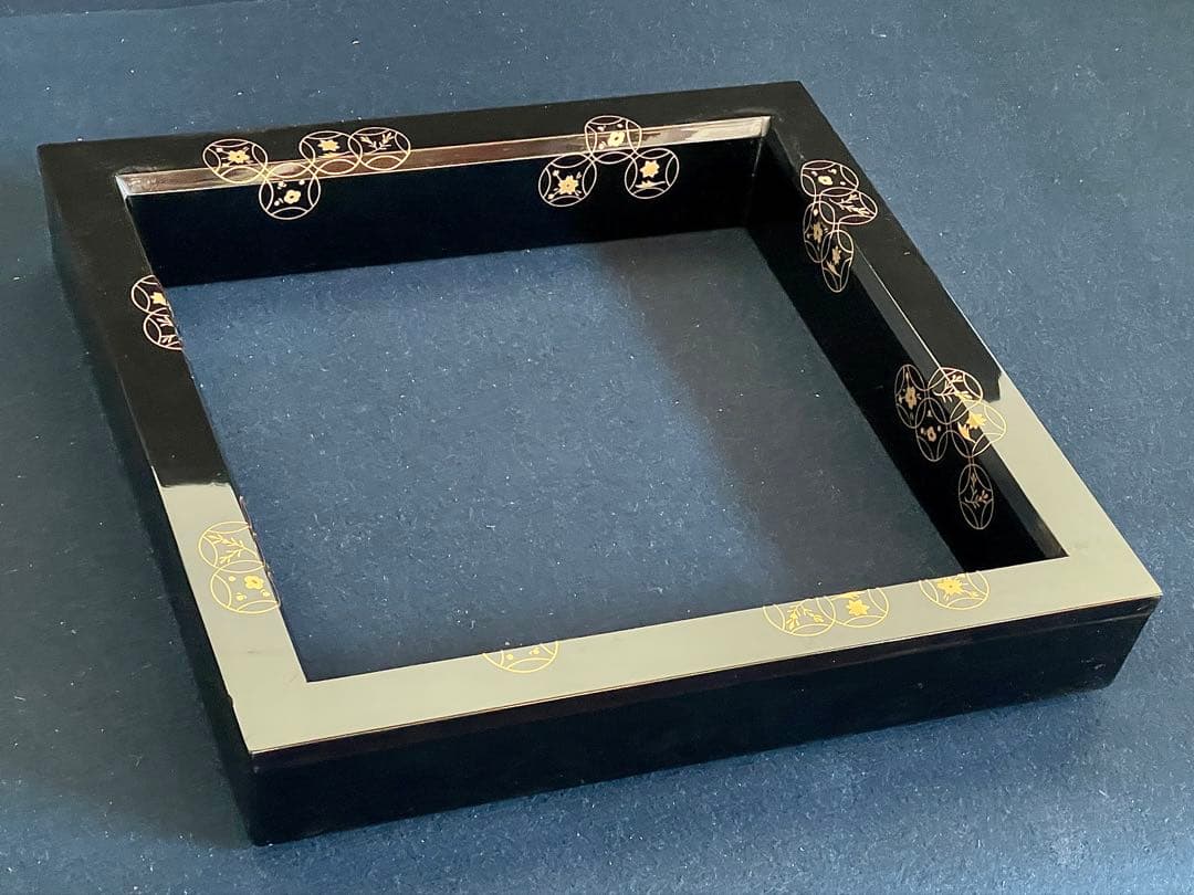 割引❣️「祖」 七宝蒔絵 黒塗 炉縁 塗師 陽斎 共箱 （1120B①）