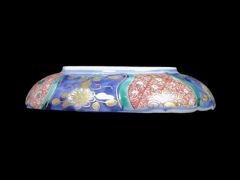 古伊万里　金襴手　団龍紋に花の図　４寸皿　５枚　307AS-fbuu