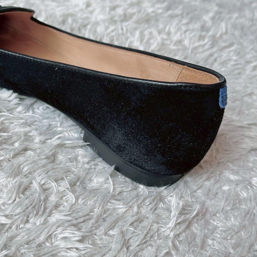 シャルテ フラットシューズ オペラシューズ黒×ゴールドタッセル付き 39 2/1