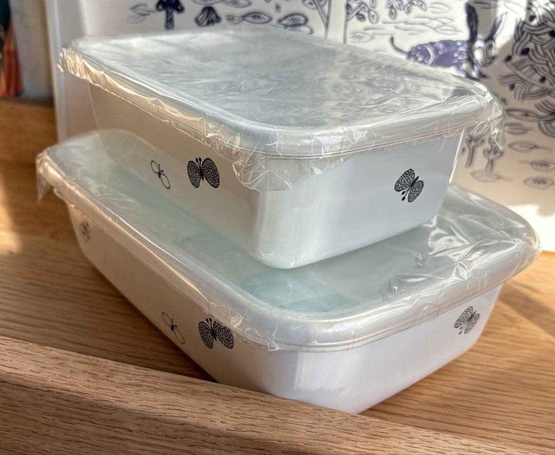 【新品】ミナペルホネンx野田琺瑯　レクタングル　深型　L＋M サイズ　ホーロー