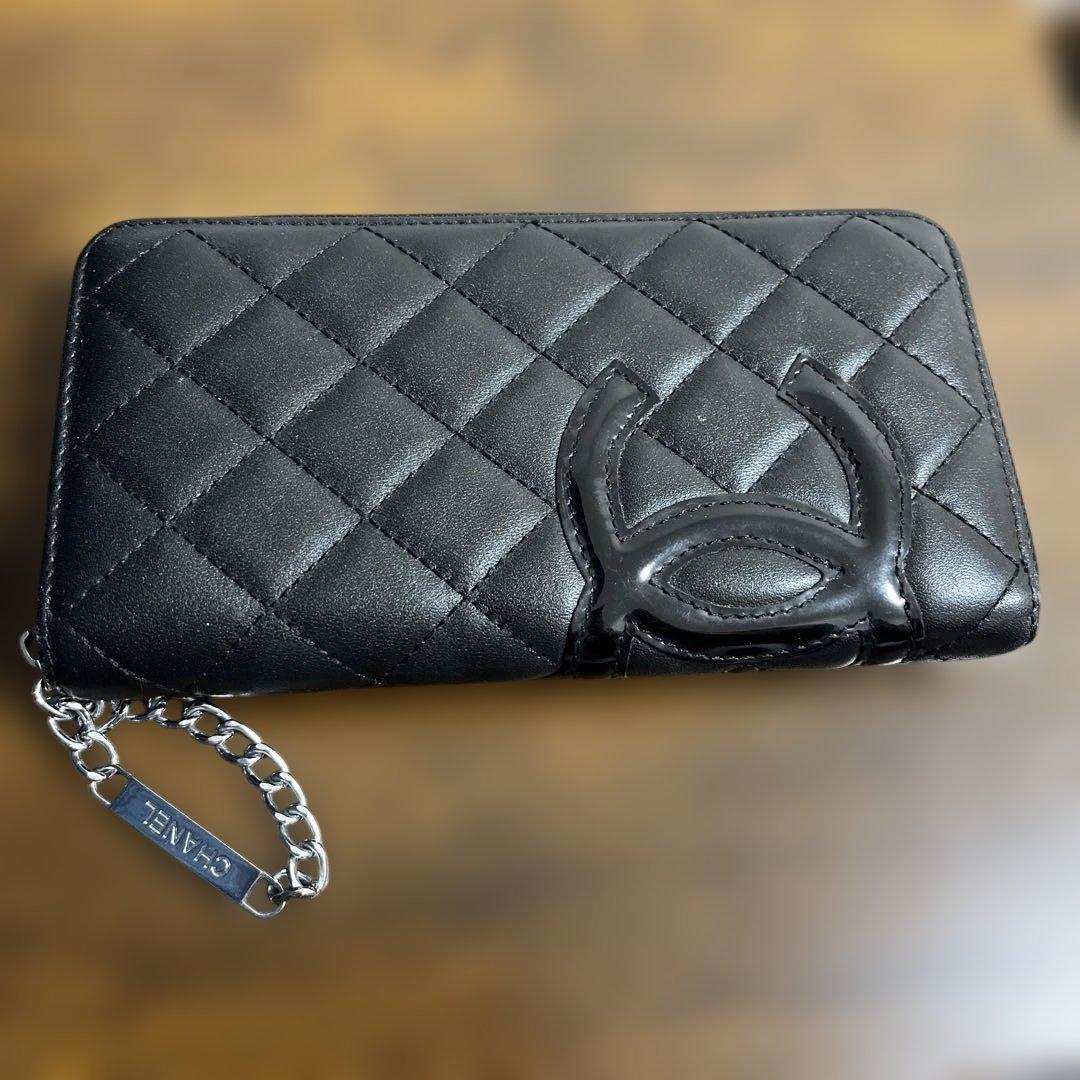 N*E様 ブラックレザー キルティング長財布