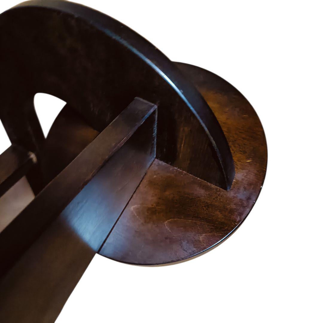 木製　民芸家具　座椅子　星野民藝タイプ　円形背もたれ　ダークブラウン