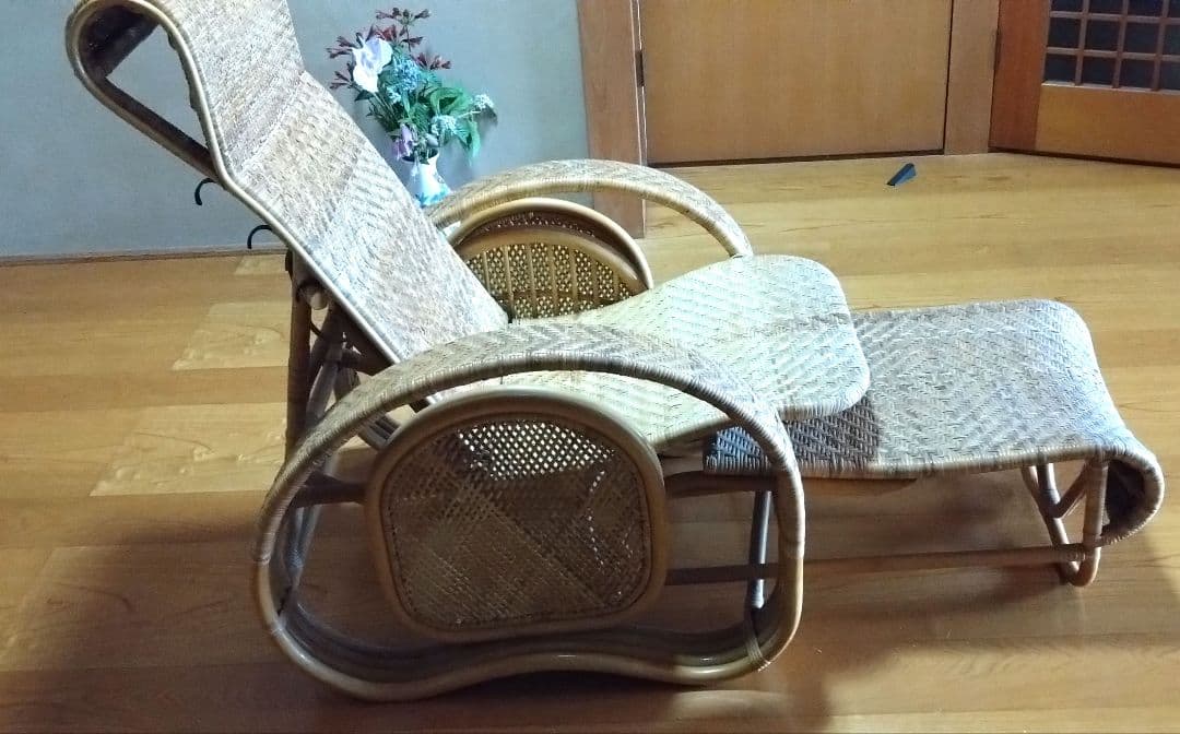 籐　ラタン　椅子 リクライニングチェア
