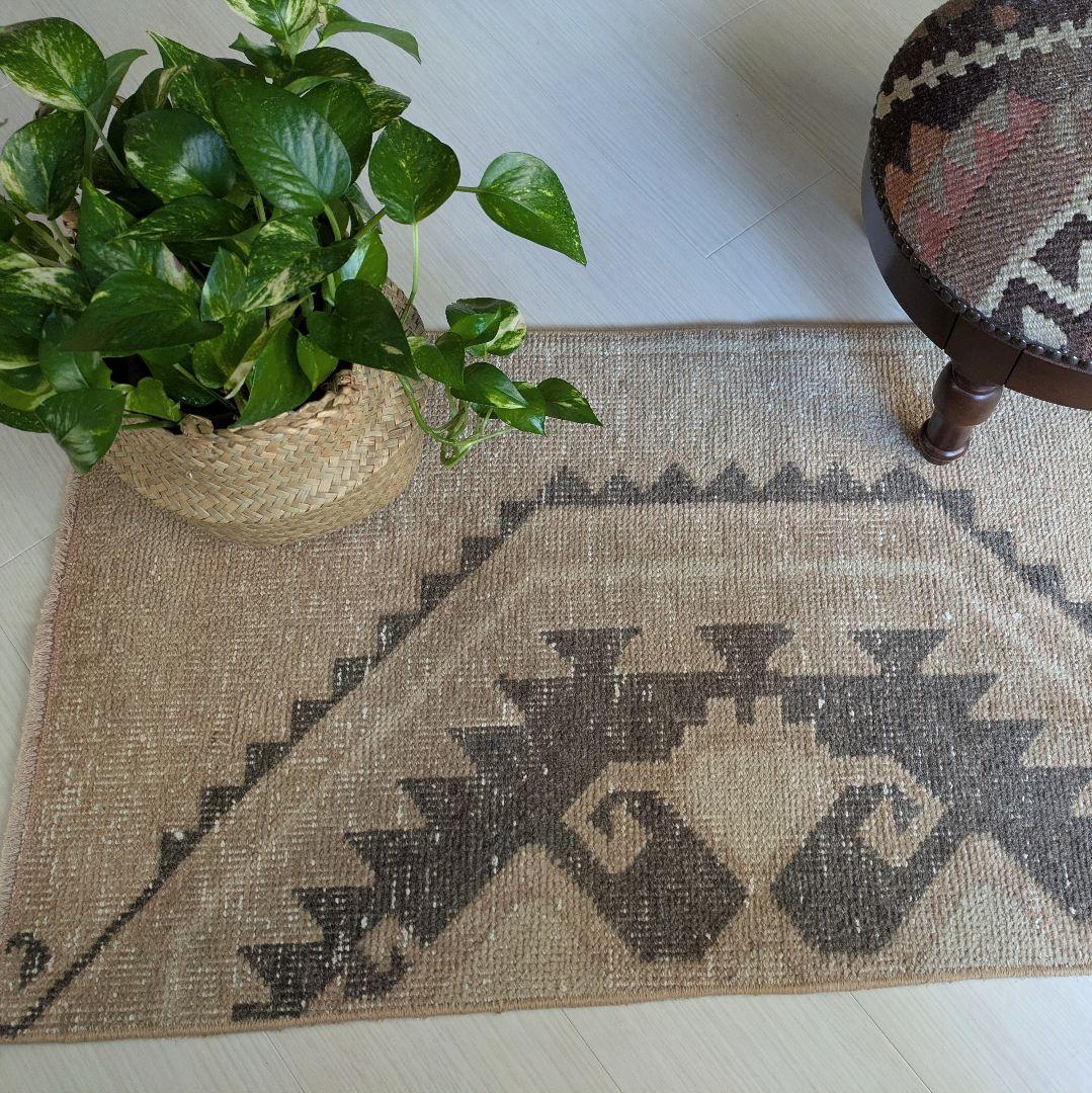 50×100 ベージュトルコヴィンテージラグ　ミニサイズ